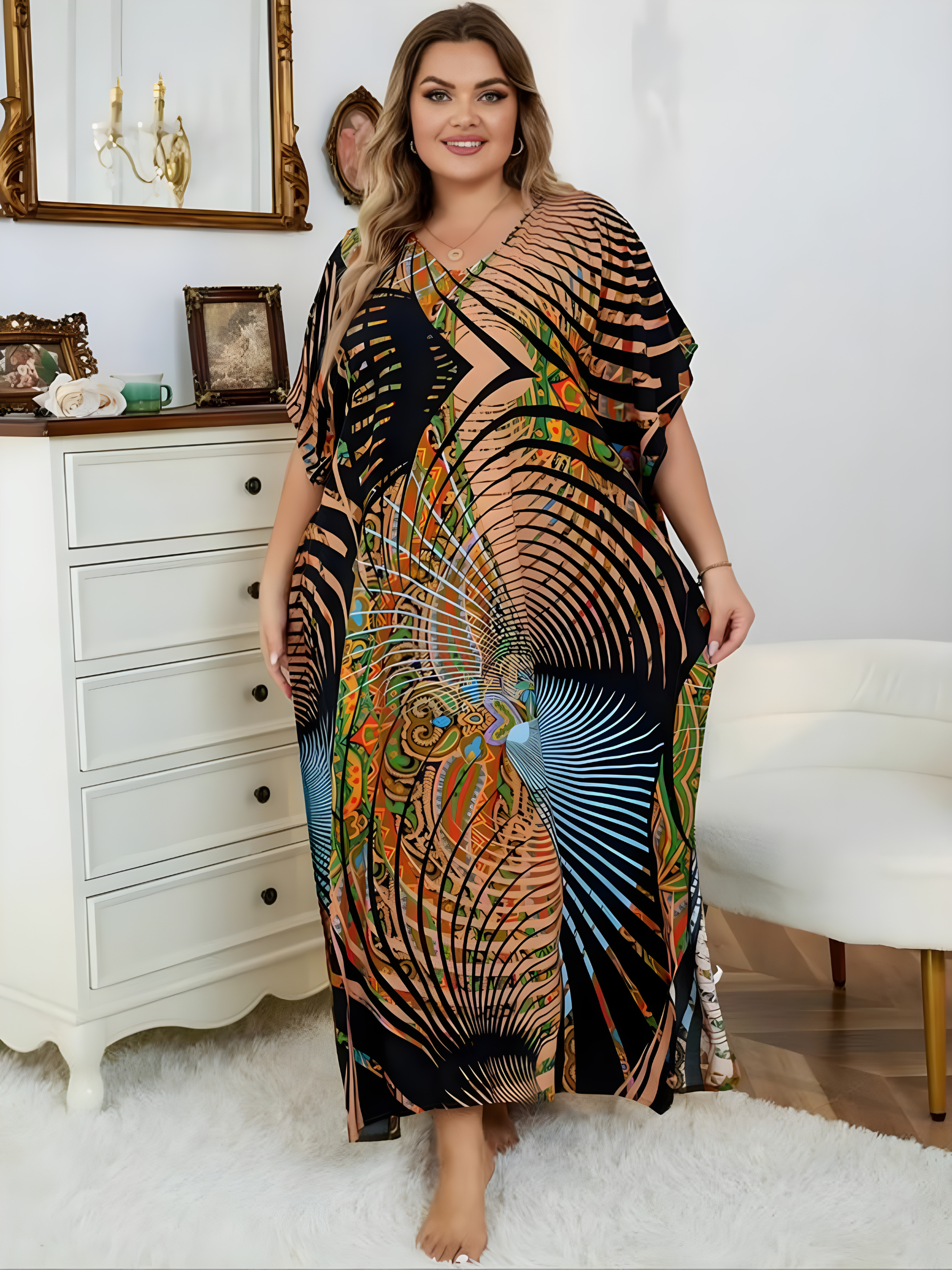 Evalina Plus Size Kaftan Dress