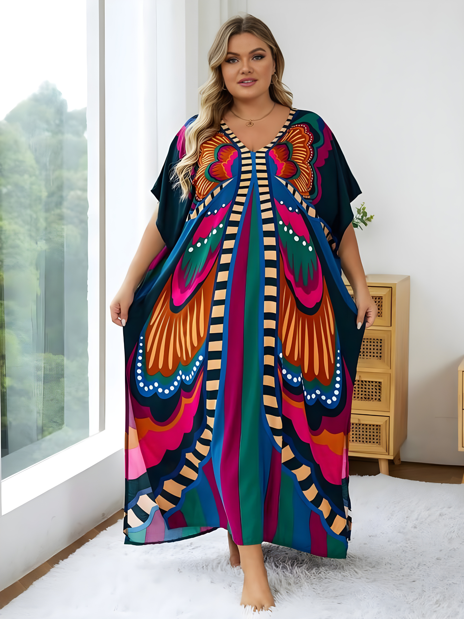 Evalina Plus Size Kaftan Dress