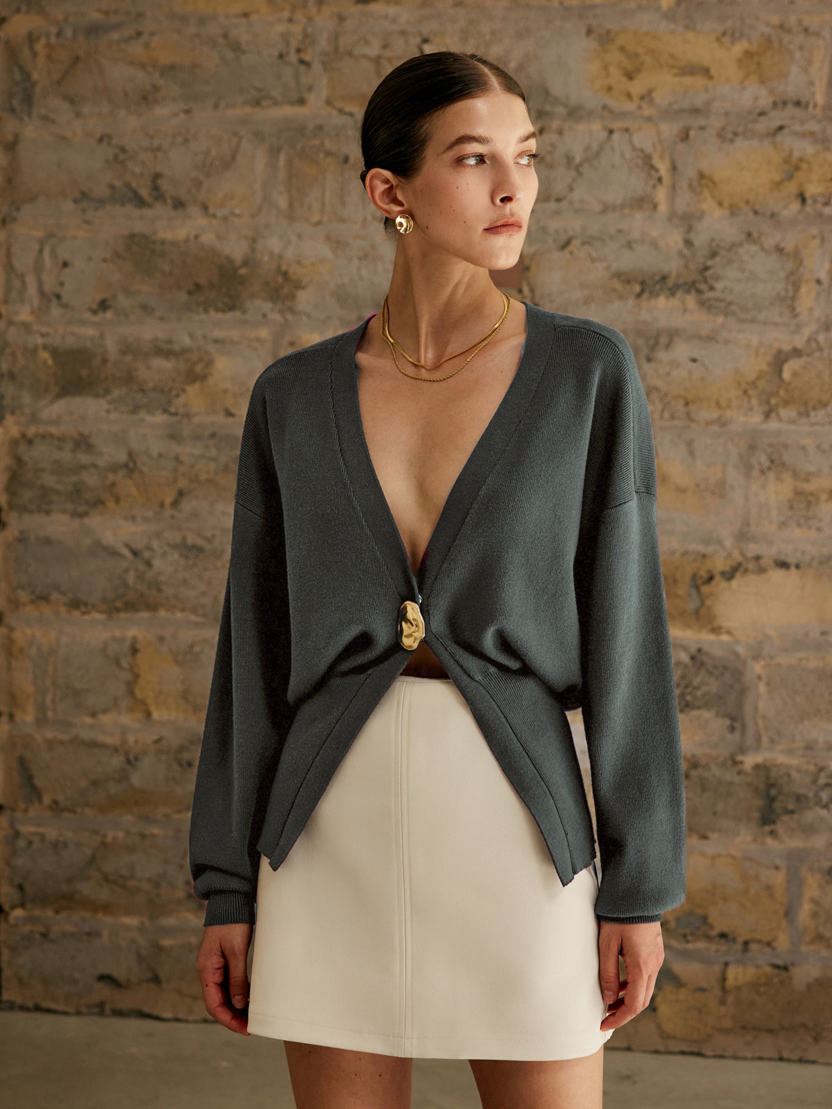 Emelia Golden Button Cardigan