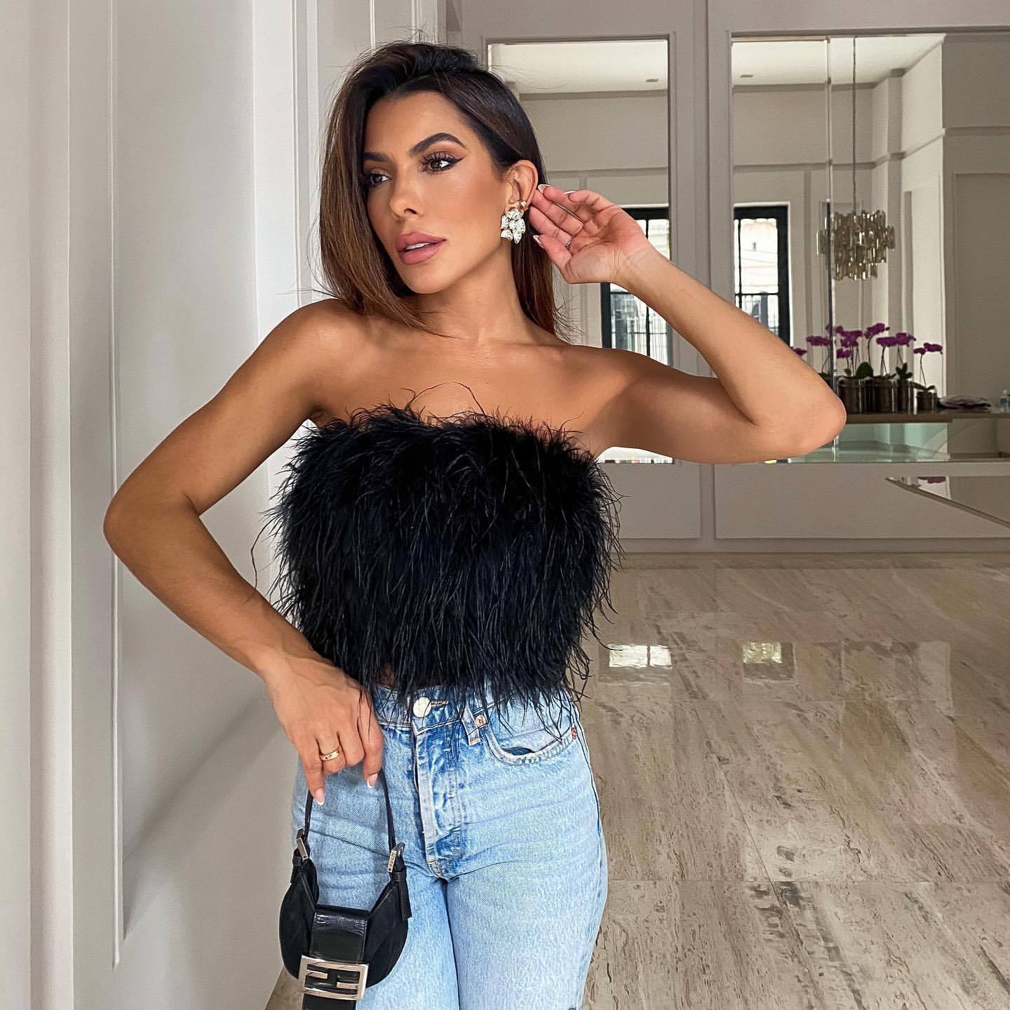 Jianna Stylish Fur Top