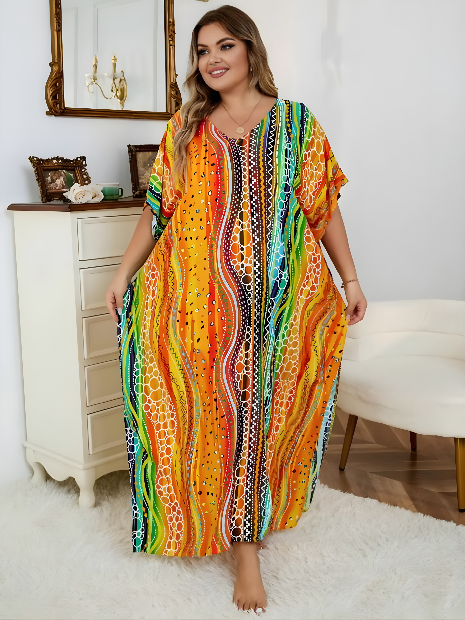 Evalina Plus Size Kaftan Dress