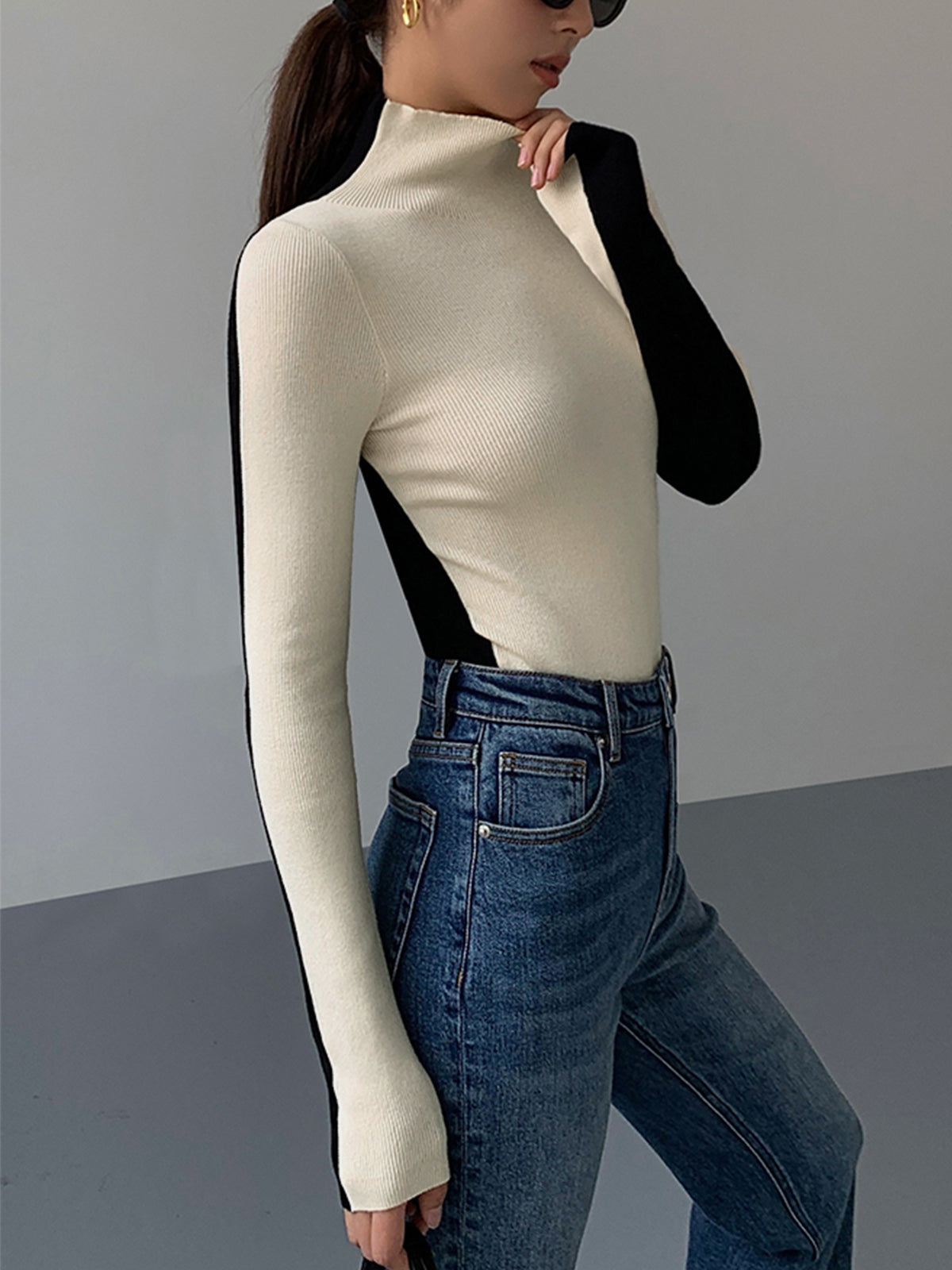 Roxy Two Tone Long Sleeve Knit Top