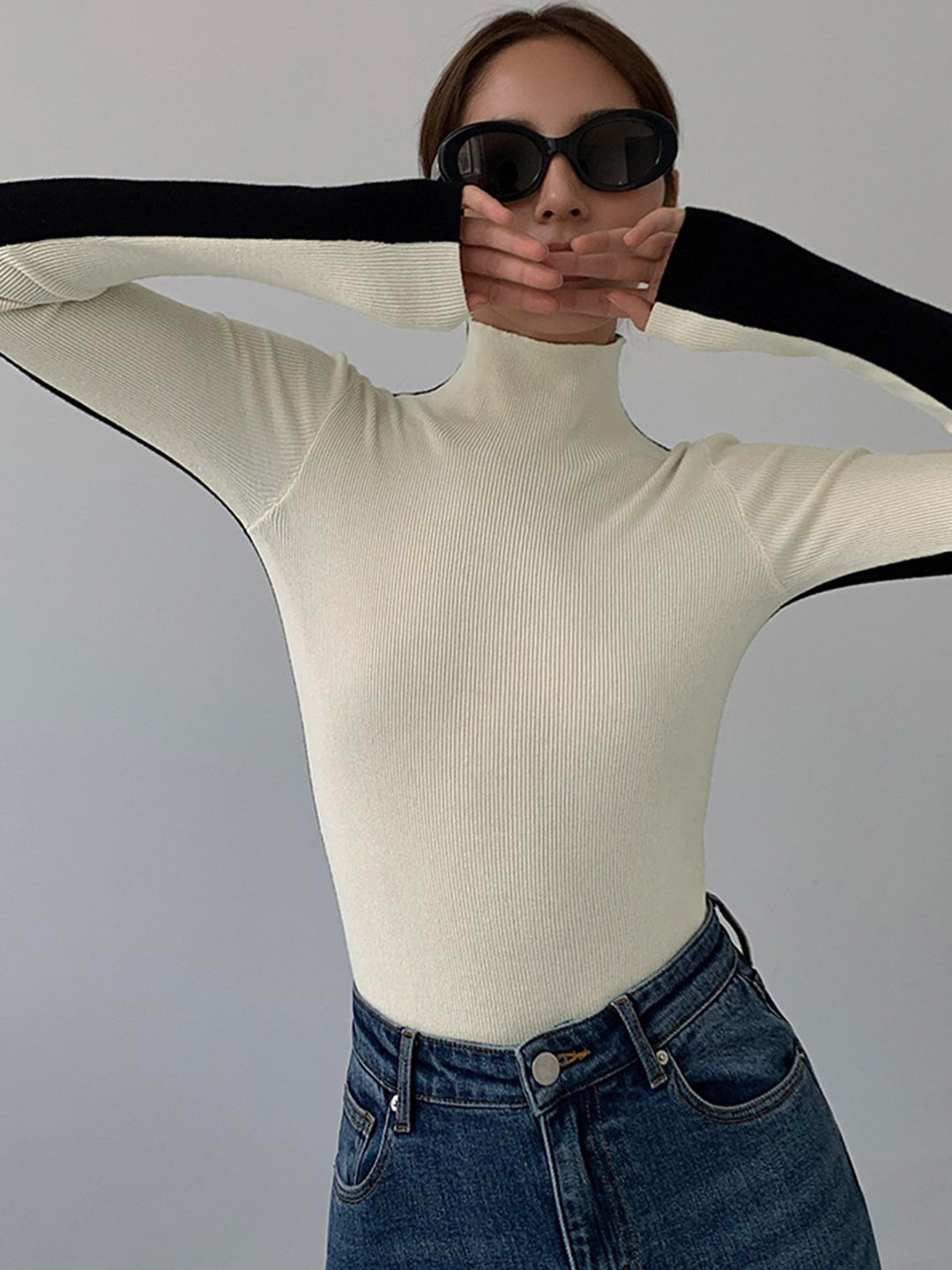 Roxy Two Tone Long Sleeve Knit Top