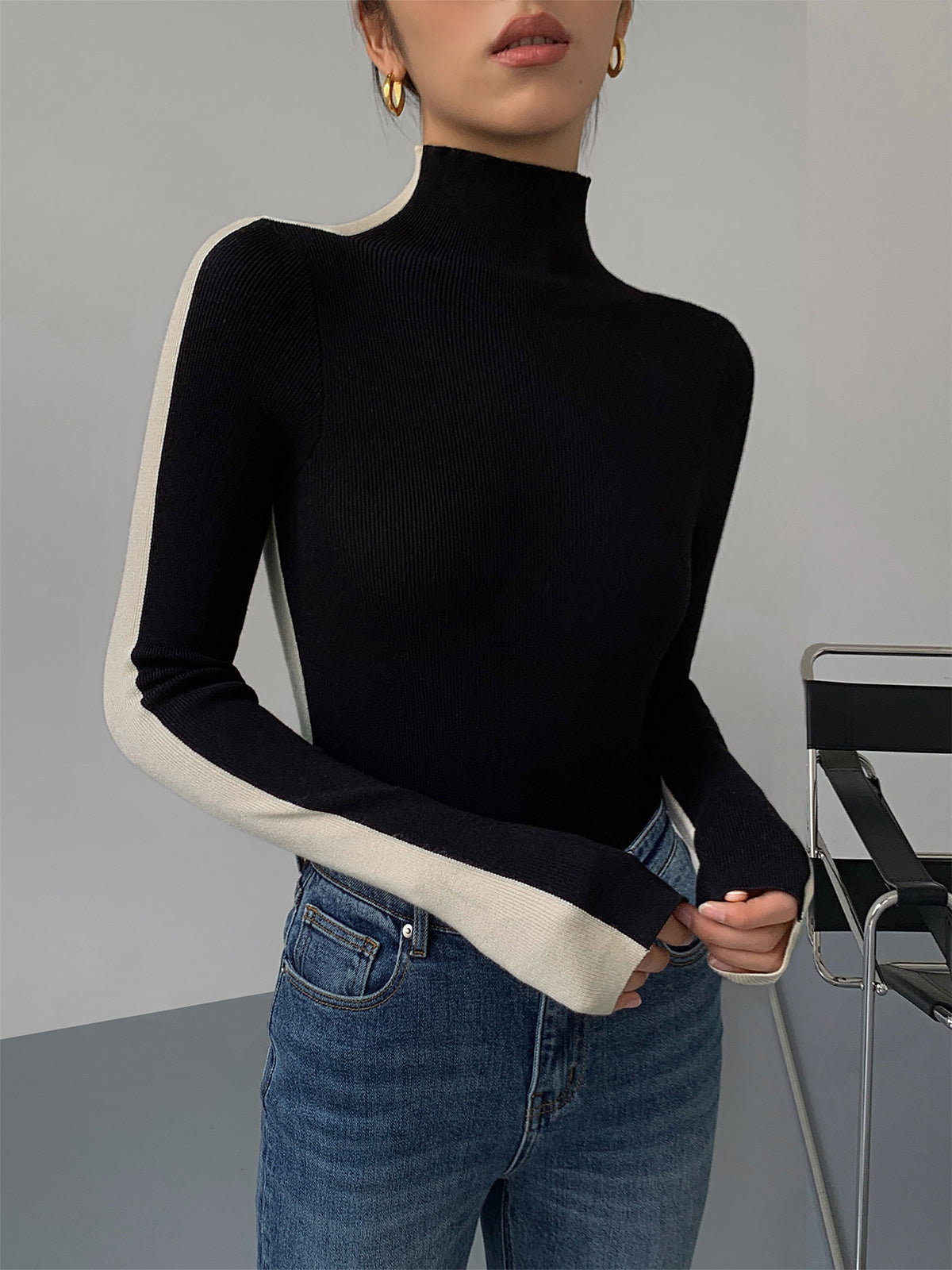 Roxy Two Tone Long Sleeve Knit Top