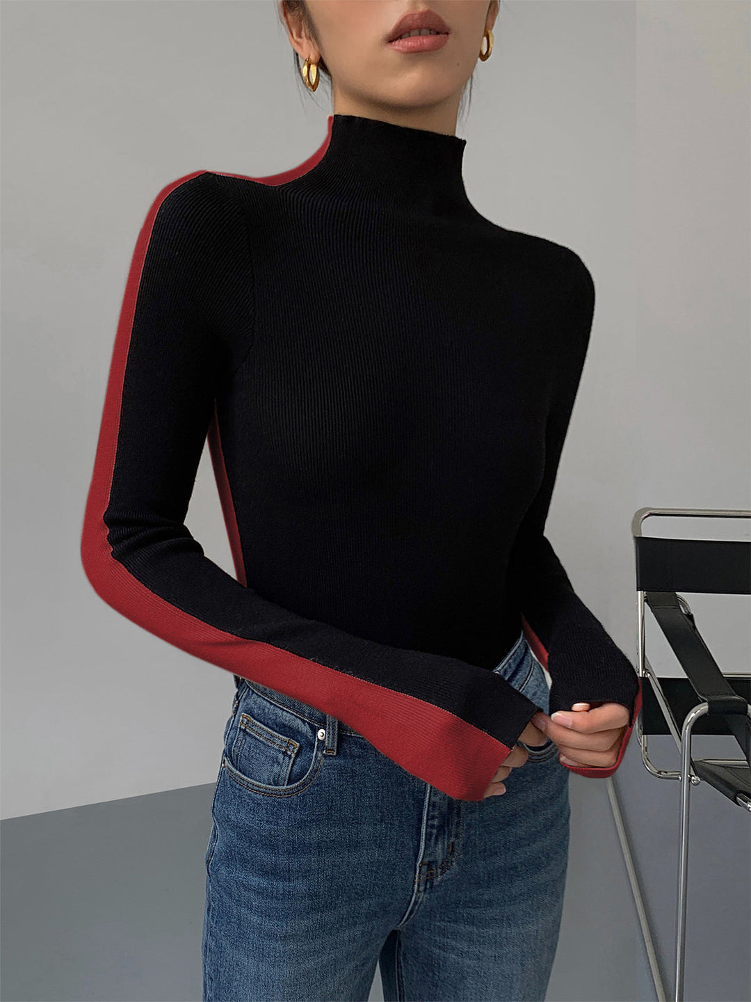 Roxy Two Tone Long Sleeve Knit Top